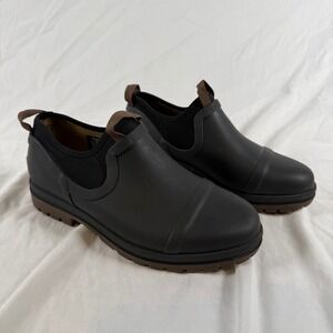 EUC LL Bean Wellie Chelsea Rain Boots Black Brown Waterproof Rubber Low W7
